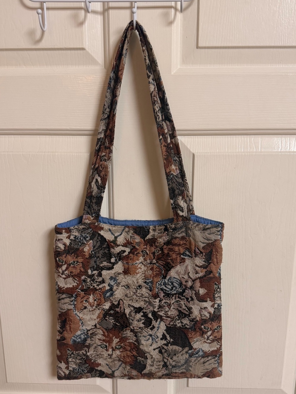 VTG 90s Cat Kitty Tapestry Tote Bag - Picture 2 of 6